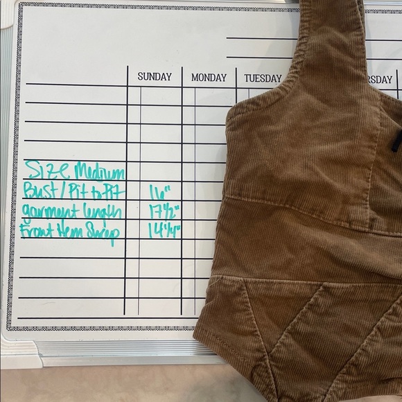 NWT Urban Outfitters Tan Lace-Up Corduroy Crop Tank Top Boho Festival - Picture 8 of 8